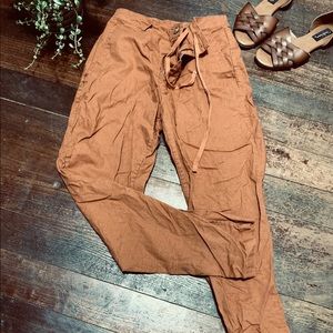 Uniqlo linen pants in rust, size S